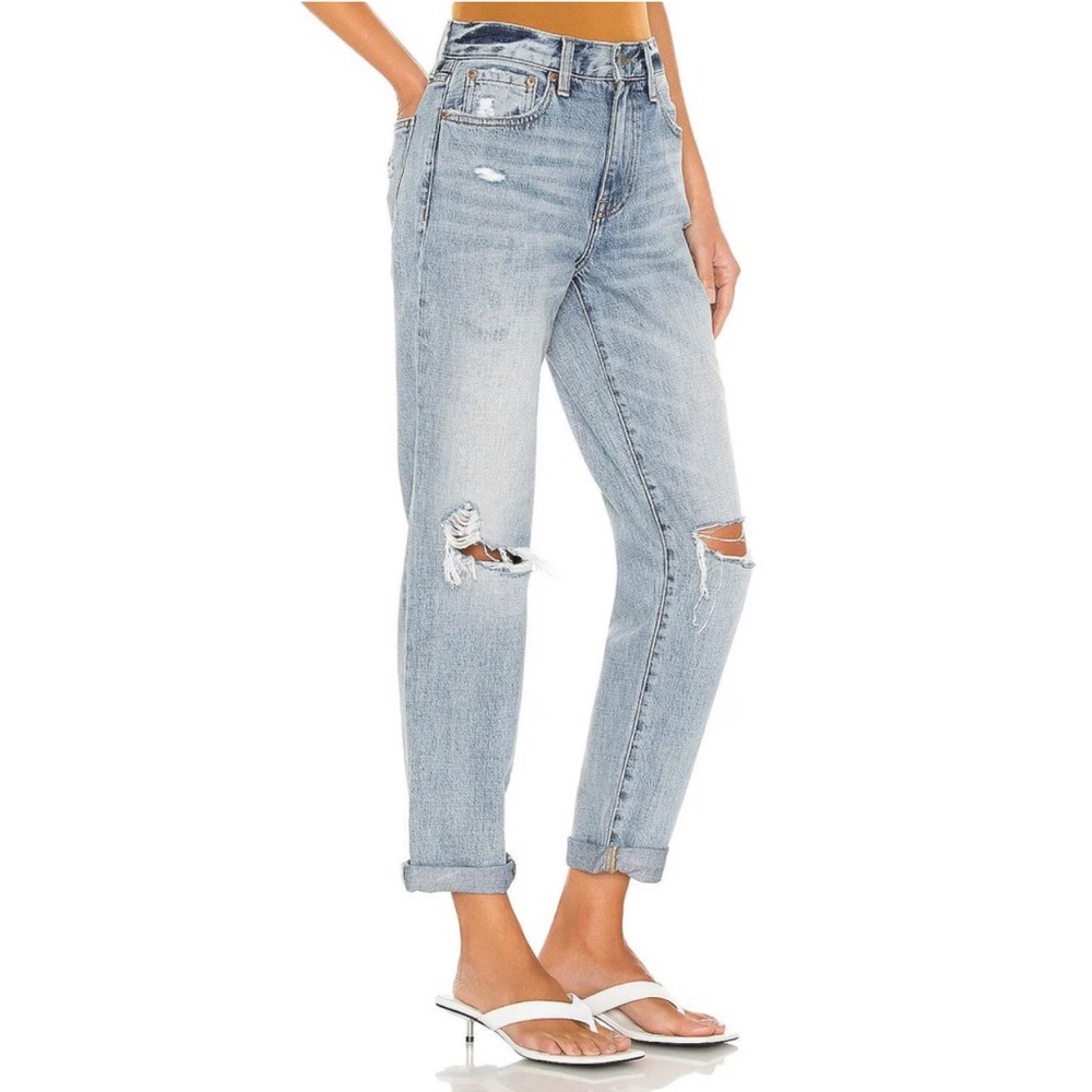 Pistola High Rise Relaxed Roller Jeans Size 30 Straight Distressed Busted Knee